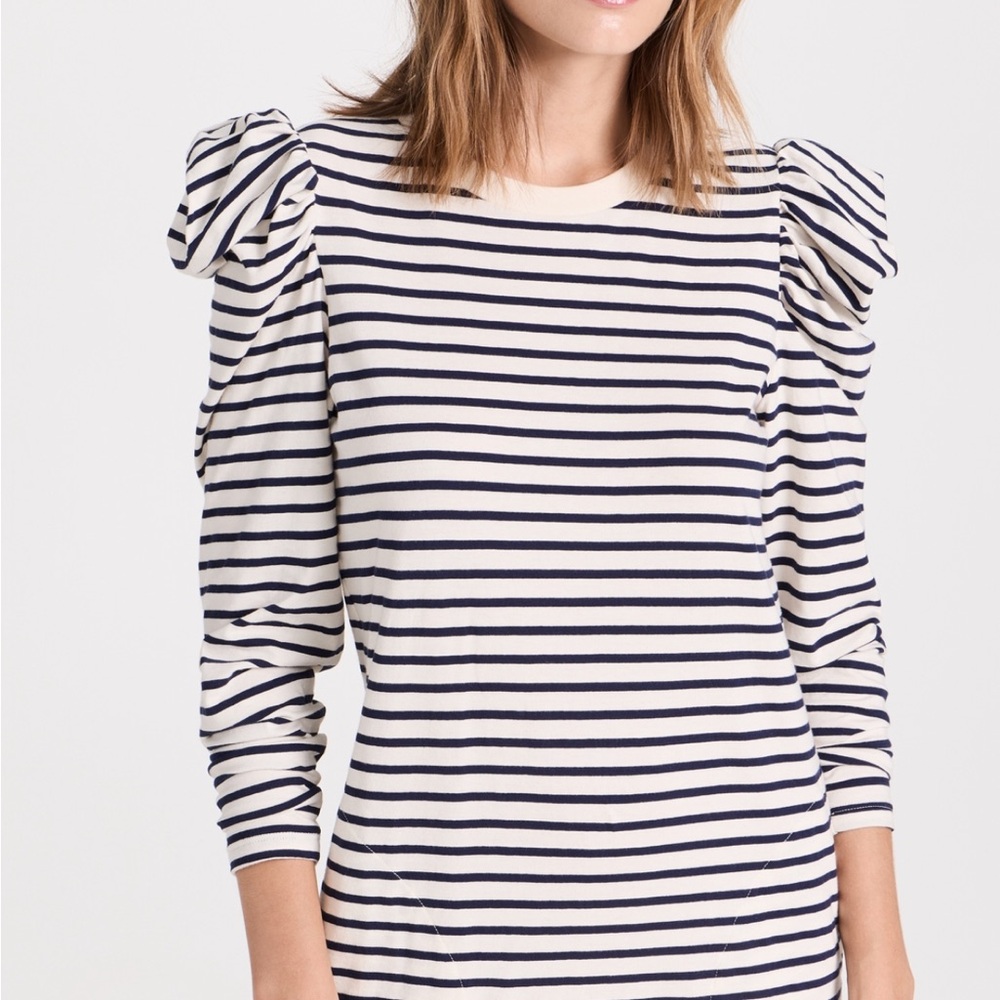 NWT Clare V Le Puff Dress in Navy Stripe